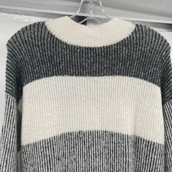 Staccato Womens Striped Pullover Sweater Long Sleeve Gray/Multi Large - Picture 2 of 9